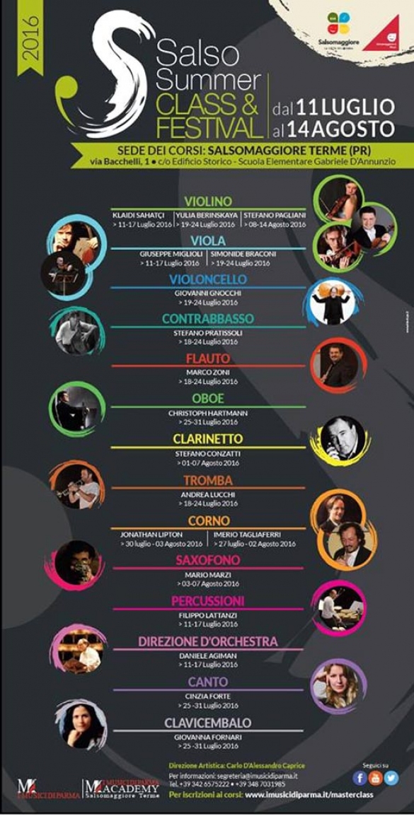 Salso Summer Class & Festival: Anno 2016 - La locandina dell'evento musicale